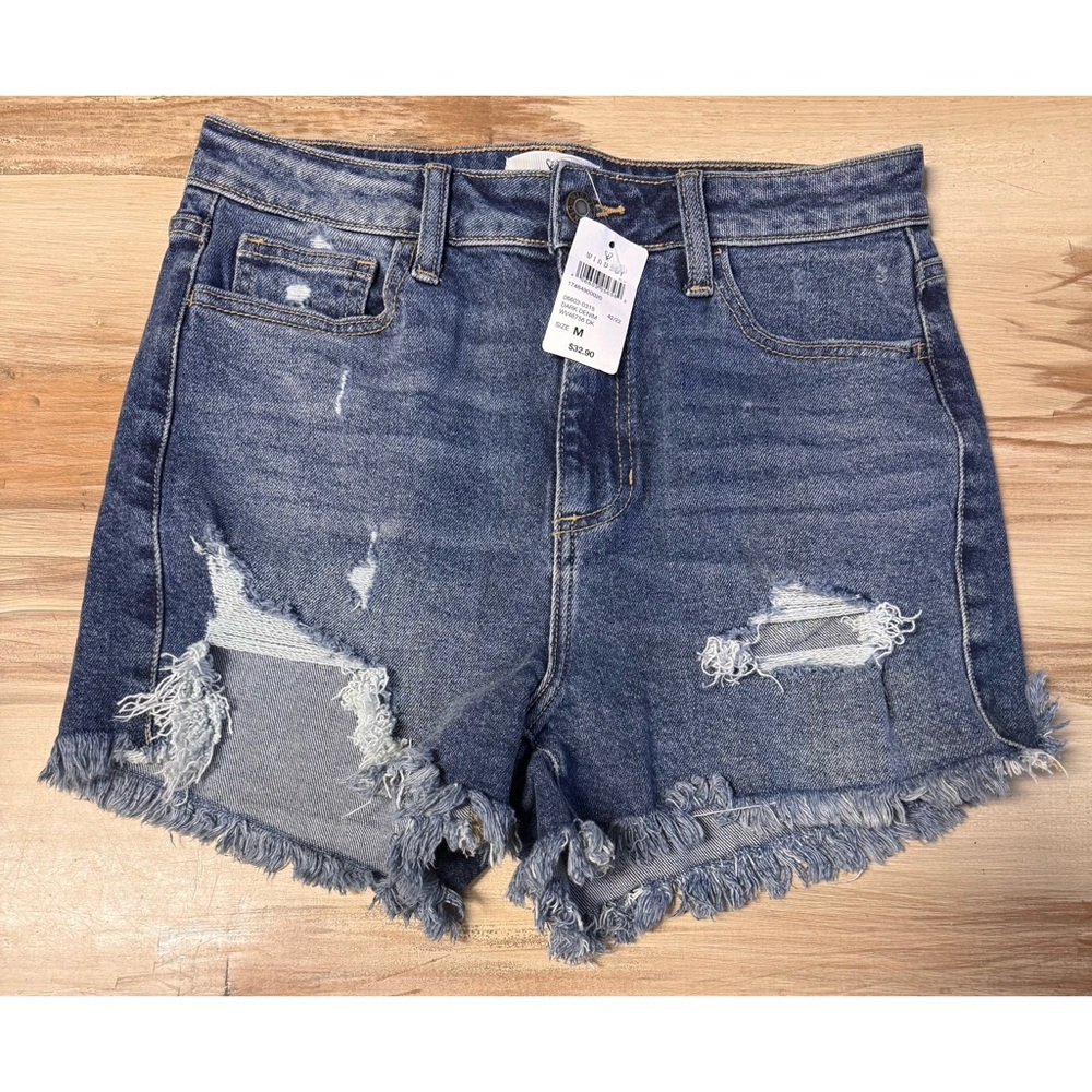 NWT Windsor Distressed High Rise Denim Jean Shorts Blue Size M
